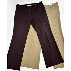 Ann Taylor Loft 2 Pair Lot Plum Purple Beige Trousers Womens Size 14 Work Pants